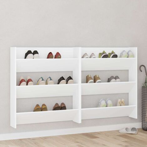 Wall Shoe Cabinets 2 pcs  White 80x18x90 cm Engineered Wood vidaXL
