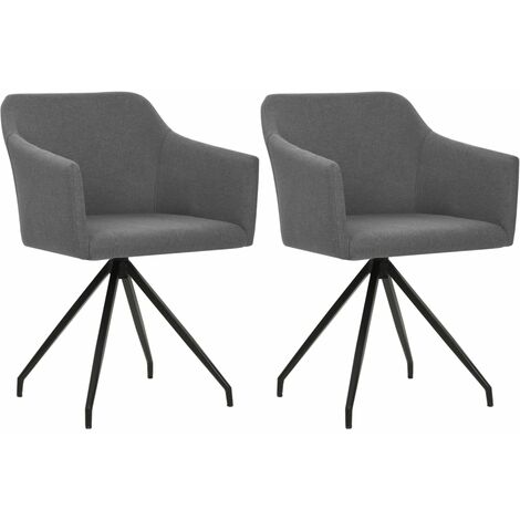 vidaXL Swivel Dining Chairs 2 pcs Light Grey Fabric - Grey