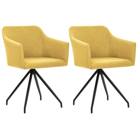 vidaXL Swivel Dining Chairs 2 pcs Mustard Yellow Fabric - Yellow