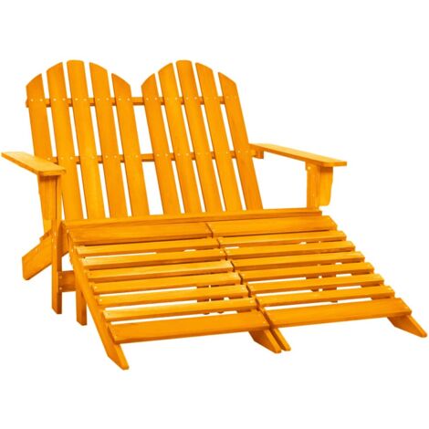 2-Seater Garden Adirondack Chair&Ottoman Fir Wood Orange vidaXL (1/5)