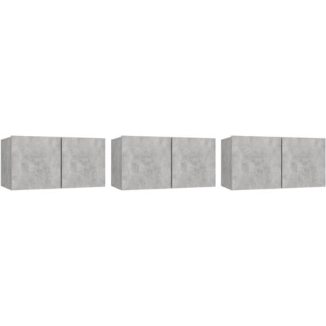 Hanging TV Cabinets 3 pcs Concrete Grey 60x30x30 cm vidaXL