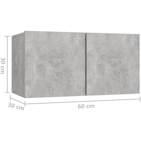 Hanging TV Cabinets 3 pcs Concrete Grey 60x30x30 cm vidaXL