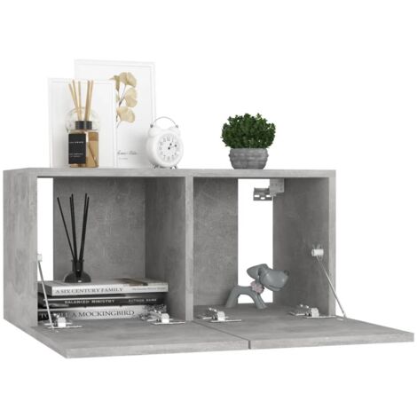 Hanging TV Cabinets 3 pcs Concrete Grey 60x30x30 cm vidaXL