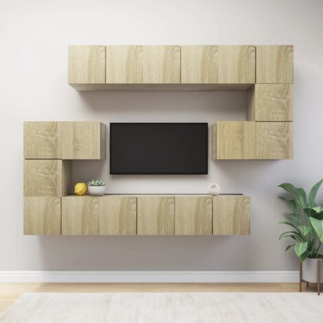 10 Piece TV Cabinet Set Sonoma Oak Engineered Wood vidaXL (1/5)