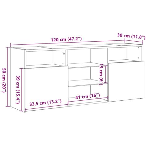 TV Cabinet with LED Lights Black 120x30x50 cm vidaXL
