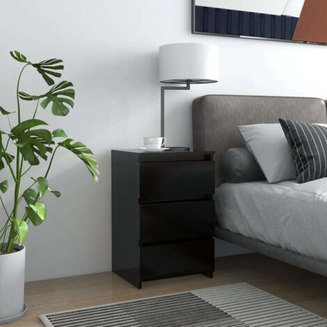 Bed Cabinet Black 40x35x62.5 cm Engineered Wood vidaXL