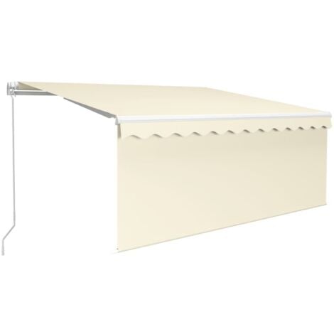 Manual Retractable Awning with Blind&LED 3x2.5m Cream vidaXL