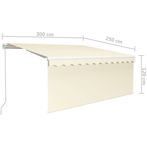 Manual Retractable Awning with Blind&LED 3x2.5m Cream vidaXL