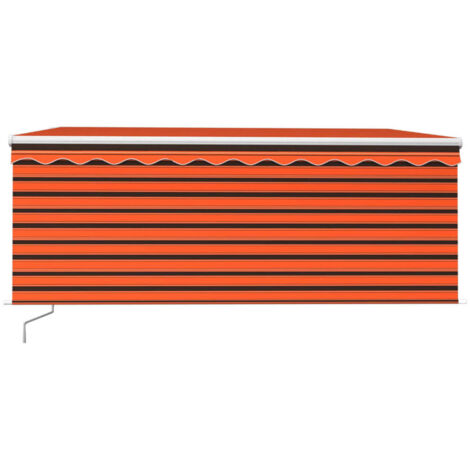 Manual Retractable Awning with Blind&LED 3x2.5m Orange&Brown vidaXL