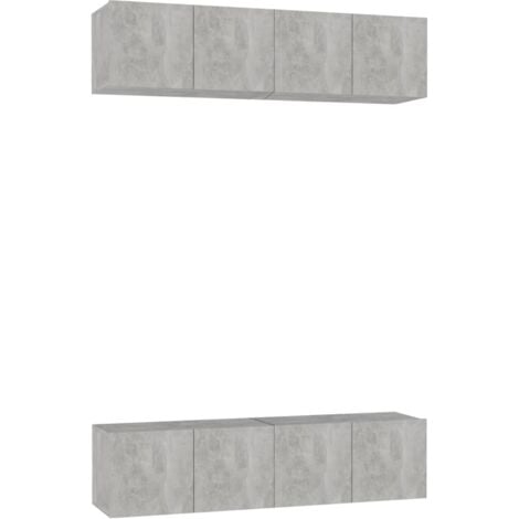 TV Cabinets 4 pcs Concrete Grey 60x30x30 cm Engineered Wood vidaXL