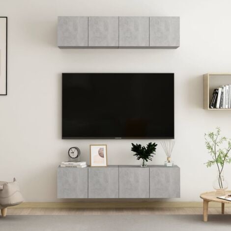 TV Cabinets 4 pcs Concrete Grey 60x30x30 cm Engineered Wood vidaXL