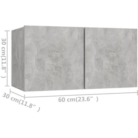 TV Cabinets 4 pcs Concrete Grey 60x30x30 cm Engineered Wood vidaXL