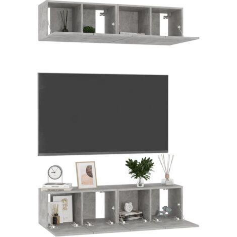TV Cabinets 4 pcs Concrete Grey 60x30x30 cm Engineered Wood vidaXL