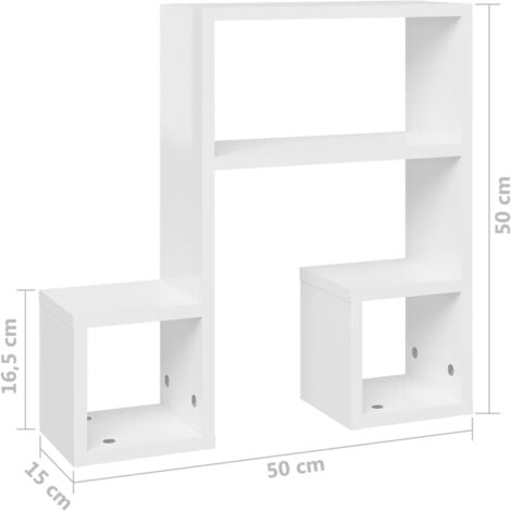 Wall Shelf 2 pcs High Gloss White 50x15x50 cm Engineered Wood vidaXL