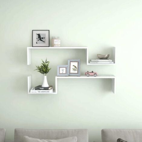 Wall Shelf 2 pcs High Gloss White 100x15x20 cm Engineered Wood vidaXL