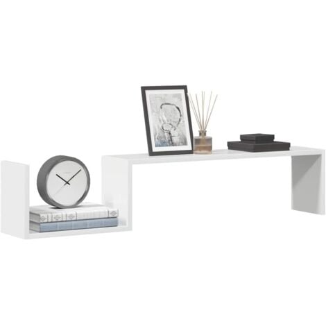 Wall Shelf 2 pcs High Gloss White 100x15x20 cm Engineered Wood vidaXL