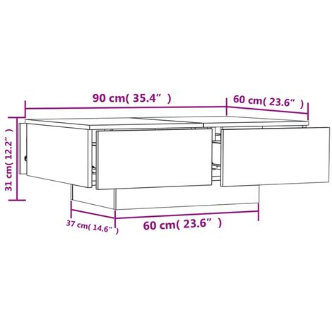 Coffee Table Concrete Grey 90x60x31 cm Engineered Wood vidaXL