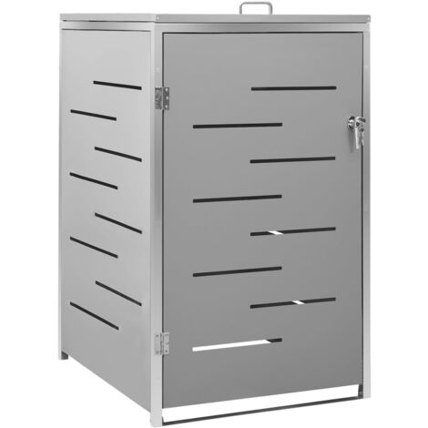 Single Wheelie Bin Shed 69x77.5x112.5 cm Stainless Steel vidaXL