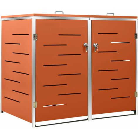 Double Wheelie Bin Shed 138x77.5x112.5 cm Stainless Steel vidaXL