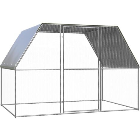 main image of "vidaXL Outdoor Chicken Cage 3x2x2 m Galvanised Steel - Silver"