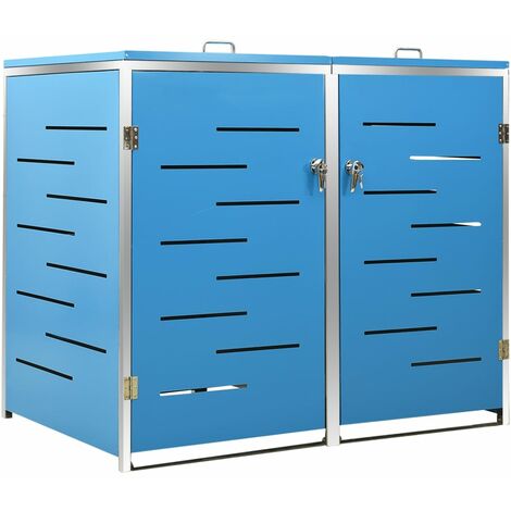 Double Wheelie Bin Shed 138x77.5x112.5 cm Stainless Steel vidaXL
