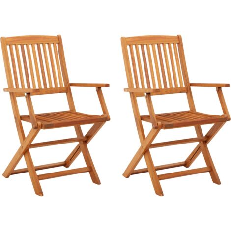 Folding Garden Chairs 2 pcs Solid Eucalyptus Wood vidaXL