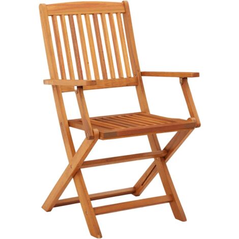 Folding Garden Chairs 2 pcs Solid Eucalyptus Wood vidaXL