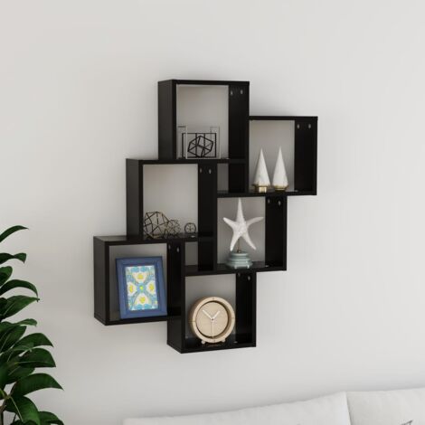 Wall Cube Shelf Black 78x15x93 cm Engineered Wood vidaXL