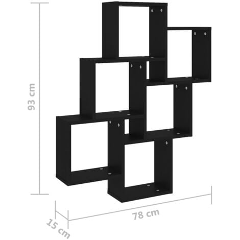 Wall Cube Shelf Black 78x15x93 cm Engineered Wood vidaXL
