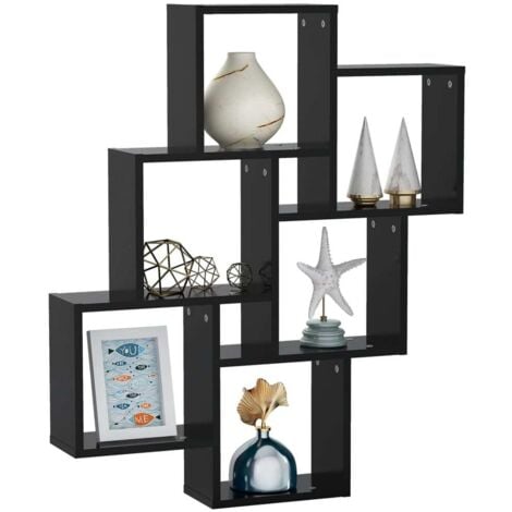 Wall Cube Shelf Black 78x15x93 cm Engineered Wood vidaXL