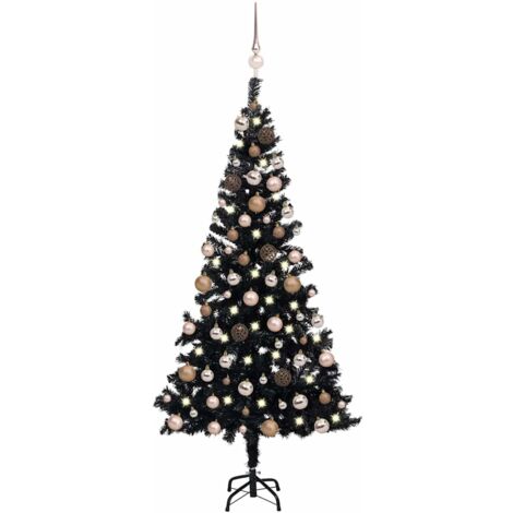 Artificial Pre-lit Christmas Tree with Ball Set Black 120 cm PVC vidaXL (1/5)