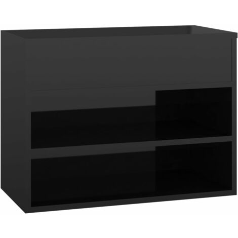 vidaXL Shoe Bench High Gloss Black 60x30x45 cm Engineered Wood - Black