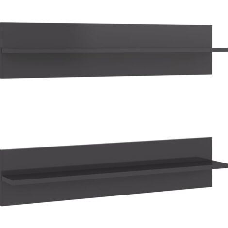 Wall Shelf 2 pcs High Gloss Grey 80x11.5x18 cm Engineered Wood vidaXL