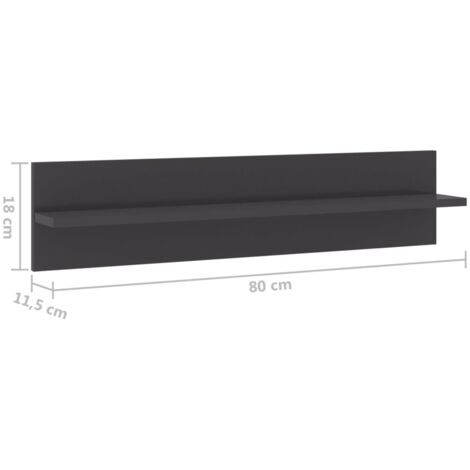 Wall Shelf 2 pcs High Gloss Grey 80x11.5x18 cm Engineered Wood vidaXL