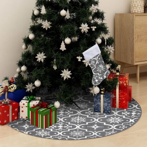 Luxury Christmas Tree Skirt with Sock Grey 122 cm Fabric vidaXL (1/5)