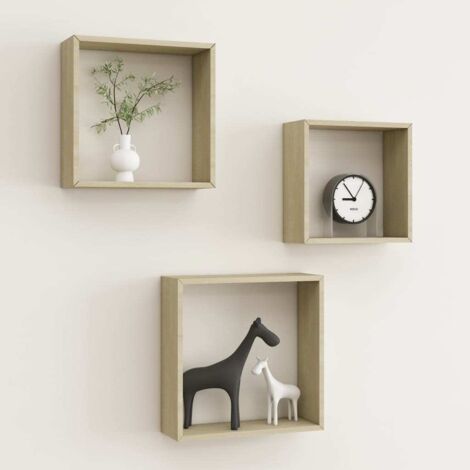 Wall Cube Shelves 3 pcs Sonoma Oak vidaXL (1/5)
