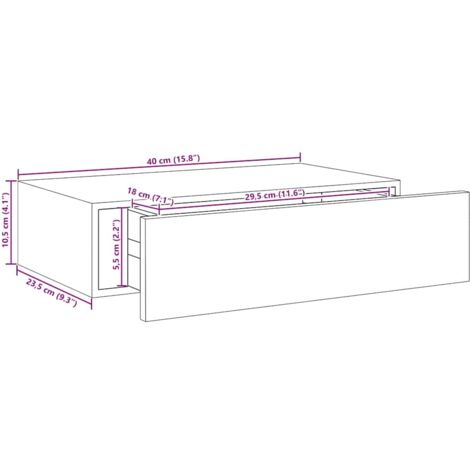 Wall-mounted Drawer Shelf Grey 40x23.5x10cm MDF vidaXL