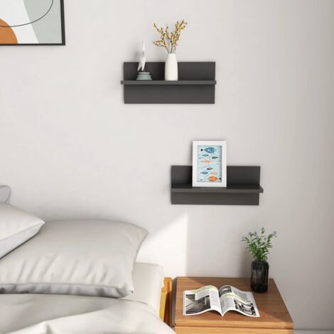 Wall Shelf 2 pcs Grey 40x11.5x18 cm Engineered Wood vidaXL
