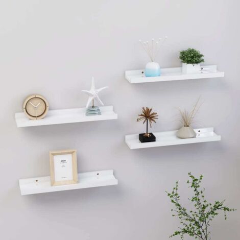 Wall Shelves 4 pcs High Gloss White 40x9x3 cm vidaXL (1/5)