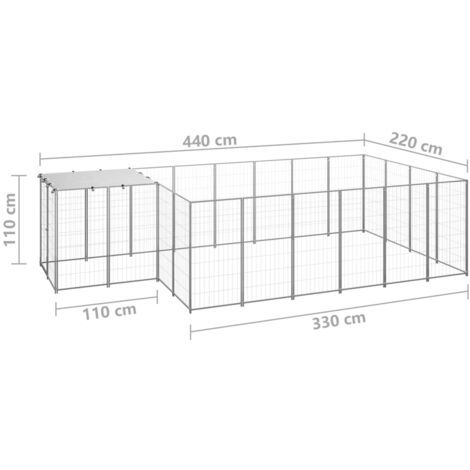 Dog Kennel Silver 8.47 m² Steel vidaXL