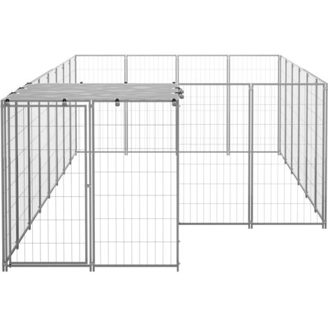 Dog Kennel Silver 8.47 m² Steel vidaXL