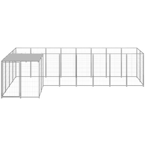 Dog Kennel Silver 6.05 m² Steel vidaXL