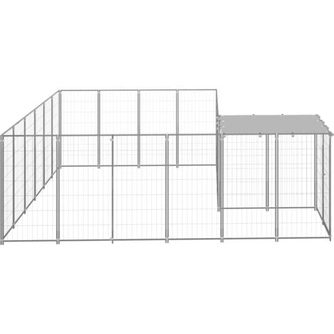Dog Kennel Silver 8.47 m² Steel vidaXL