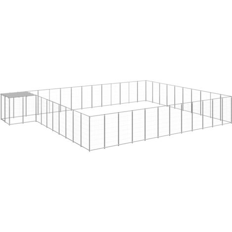 Dog Kennel Silver 37.51 m² Steel vidaXL