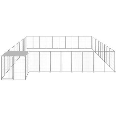 Dog Kennel Silver 37.51 m² Steel vidaXL