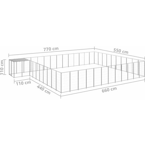 Dog Kennel Silver 37.51 m² Steel vidaXL
