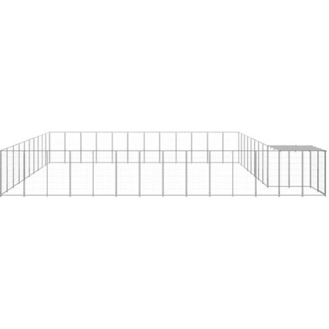 Dog Kennel Silver 37.51 m² Steel vidaXL