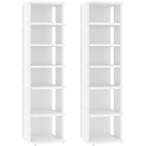 Shoe Cabinets 2 pcs White 27.5x27x102 cm Engineered Wood vidaXL