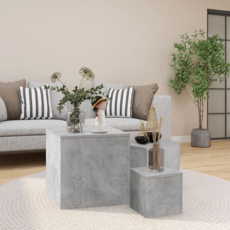 Side Tables 3 pcs Concrete Grey Engineered Wood vidaXL