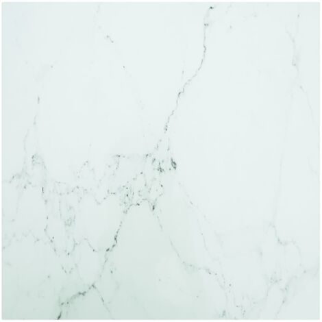 Table Top White 70x70 cm 6 mm Tempered Glass with Marble Design vidaXL